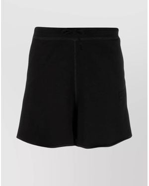 Ganni Organic Cotton Logo-Patch Drawstring Short Shorts - Black