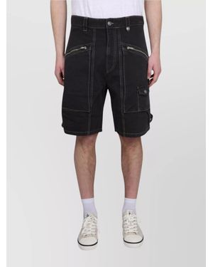 Isabel Marant Denim Bermuda Shorts Featuring Belt Loops - Black