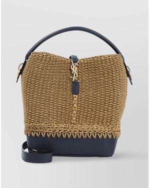 Saint Laurent 37 Raffia Shoulder Bag - Blue