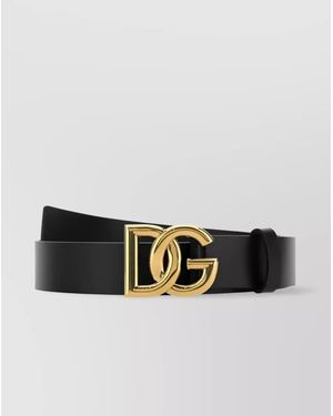 Dolce & Gabbana Leather Logo Buckle Belt - Grey