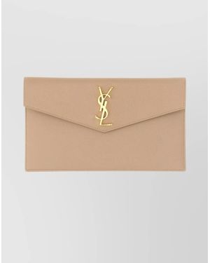 Saint Laurent Uptown Envelope Clutch Bag - Natural