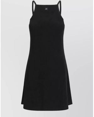 Courreges Logo Sleeveless Square-Neck Mini Dress - Black