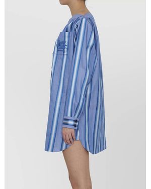 Etro Striped Boat Neck Mini Shirt Dress - Blue