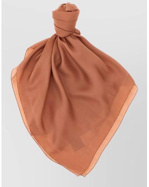 Saint Laurent Cassandre Square Scarf Sheer Lightweight Rolled Edges - Orange