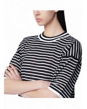 Roberto Collina Knitwear Round Neck Sheer Striped Top - Blue