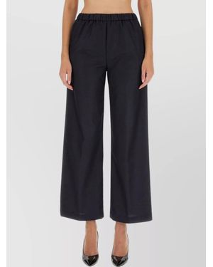 Aspesi Cashmere-Blend Wide-Leg Trousers - Black