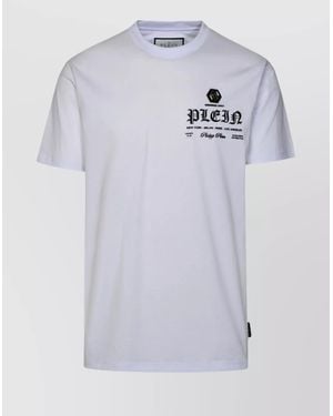 Philipp Plein Crew Neck Logo Print T-Shirt - Blue