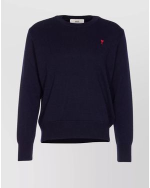 Ami Paris Merino Wool Crewneck Jumper - Blue