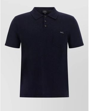 A.P.C. Gide Polo Shirt Chest Pocket Short Sleeves - Blue