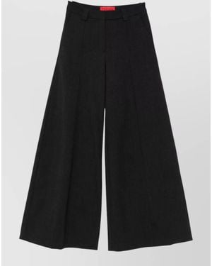 Thelatest Alma Wool Blend Tailored Wide Leg Trousers - Black