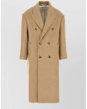 Ami Paris Virgin Wool Coat - Natural