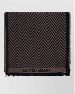 Giorgio Armani Virgin Wool Herringbone Scarf - Black