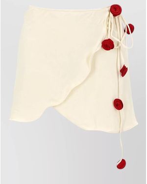 LaRevêche Bouquet Pareo Skirt Asymmetric Buttons Tie - Natural
