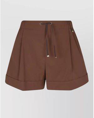 Herno Shorts Elastic Waistband Back Pockets Cuffed Hem - Brown