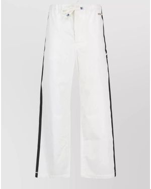 Marni Straight Pants Elastic Waistband Side Stripes - White