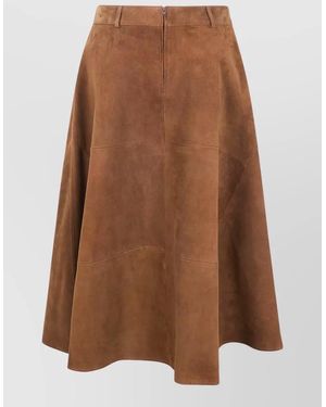 Semicouture Leather A-Line Skirt - Brown
