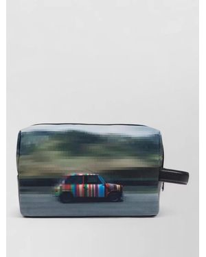 Paul Smith Graphic Car Print Leather Handle Travel Bag - Blue