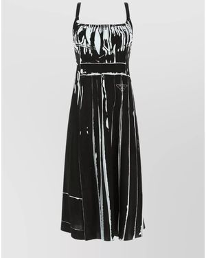 Prada Printed Midi Dress - Black