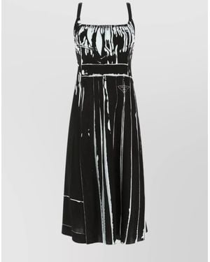 Prada Printed Midi Dress - Black