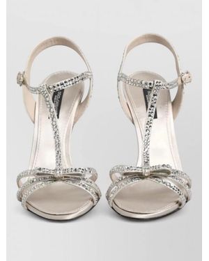 Dolce & Gabbana Silk Crystal-Embellished Ankle-Strap Pumps - Gray