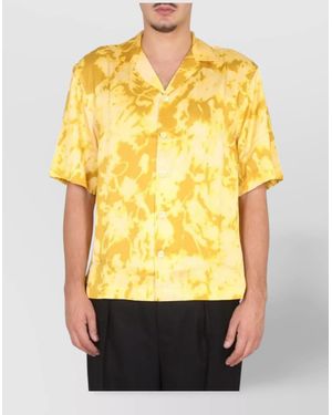 Dries Van Noten Short Sleeve Camp Collar Floral Shirt - Yellow