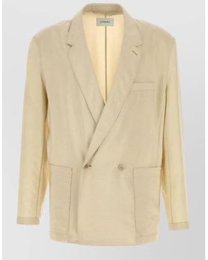 Lemaire Jersey Blazer Double Breasted Notched Lapels - Natural