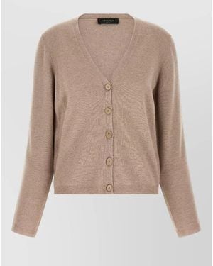 Fabiana Filippi Filo Diamante Cardigan Long Sleeves V Neckline - Natural