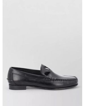 Hereu Leather Cutout Loafers - Grey