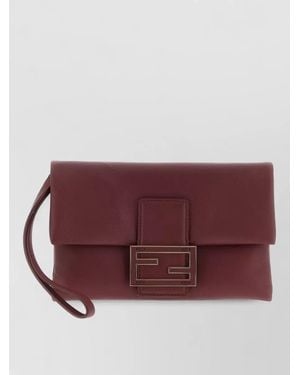 Fendi Mamma Baguette Lamb Leather Clutch Bag - Purple