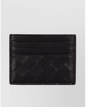 Bottega Veneta Leather Intrecciato Card Holder - Black