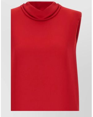 Valentino Garavani Silk Draped High-Neck Sleeveless Dress - Red