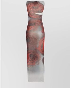 Jean Paul Gaultier Floral Maxi Dress Boat Neckline - White