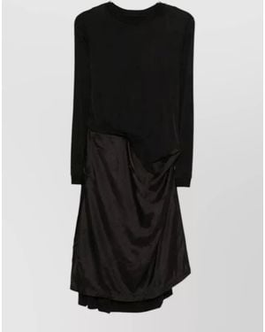 Maison Margiela Draped Layered Midi Dress Long Sleeves - Black