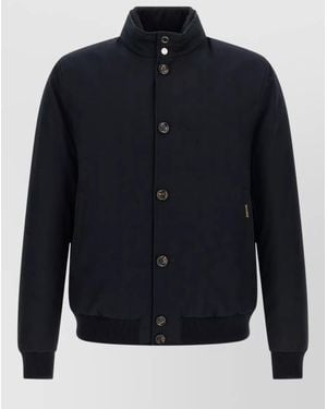 Moorer Janos Bomber Jacket Acqua Line High Collar - Blue