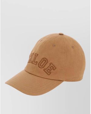 Chloé Signature Cotton Cap Curved Brim Eyelets - Natural