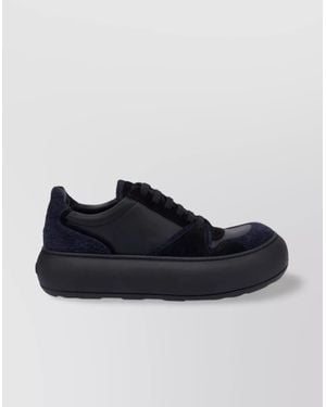 Moschino Round Toe Low Top Sneakers With Textured Panels - Blue