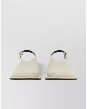 Studio Nicholson "Paley" Buckle Detail Flat Sole Mules - Natural