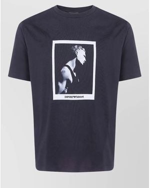 Emporio Armani Crew Neck Graphic Print Short Sleeve T-Shirt - Blue