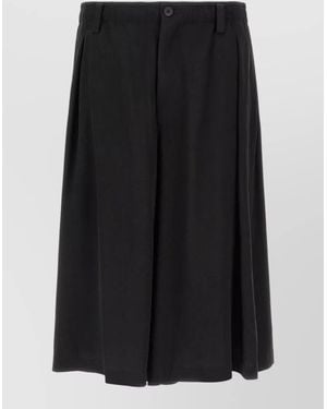 Yohji Yamamoto Eight Tuck Trousers Pleats Buttons Belt Loops - Black