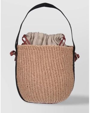 Chloé Tote Bag With Dual Handles And Woven Texture - Natural