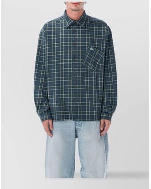 ERL Cotton Checked Oversized Shirt - Blue