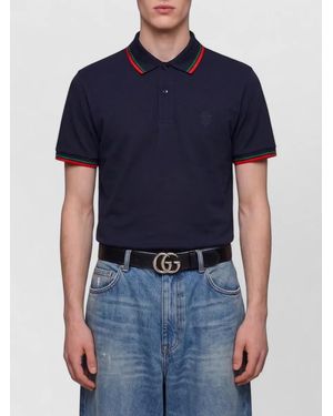 Gucci Cotton Piqué Embroidered Regular-Fit Polo Shirt - Blue