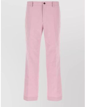 Prada Cotton Straight-Leg Trousers - Pink