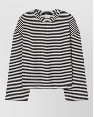Closed Striped Cotton Crew Neck Long Sleeve Top - Multicolour