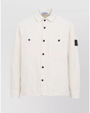 Stone Island Cotton Ribbed Corduroy Overshirt - Natural