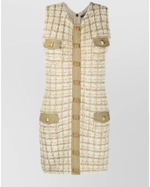 Balmain Tweed Mini Dress - Natural