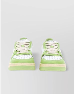Autry Low Sneaker With Contrast Sole And Perforated Toe - Green