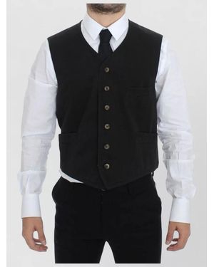 Dolce & Gabbana Cotton Blend Dress Vest Gilet - Black