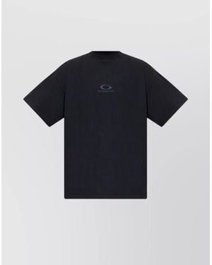 Balenciaga Crew Neck Top With Short Sleeves Design - Black