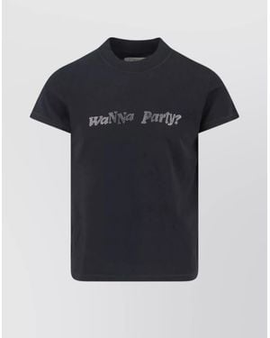ERL Short Sleeve Top Featuring Embellished Text - Black